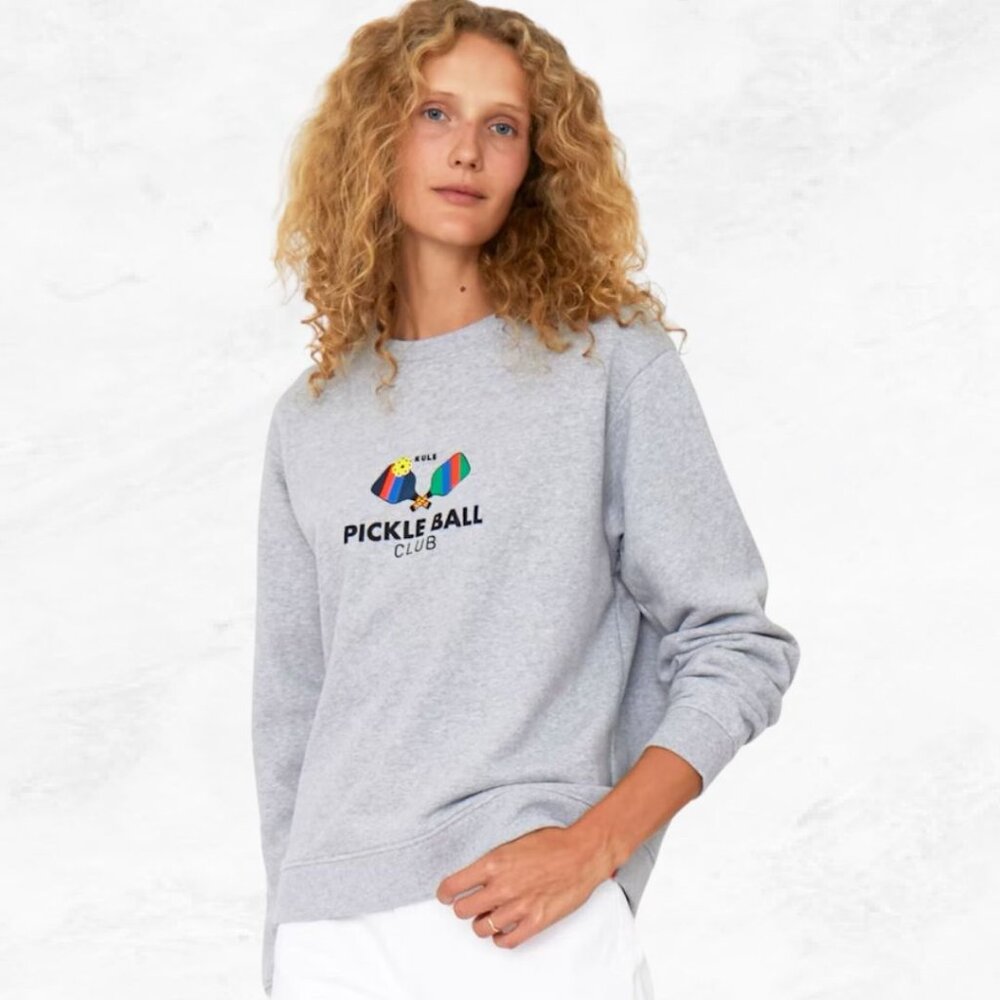 KULE Gray Crewneck Sweatshirt with Rainbow Pickleball Graphic